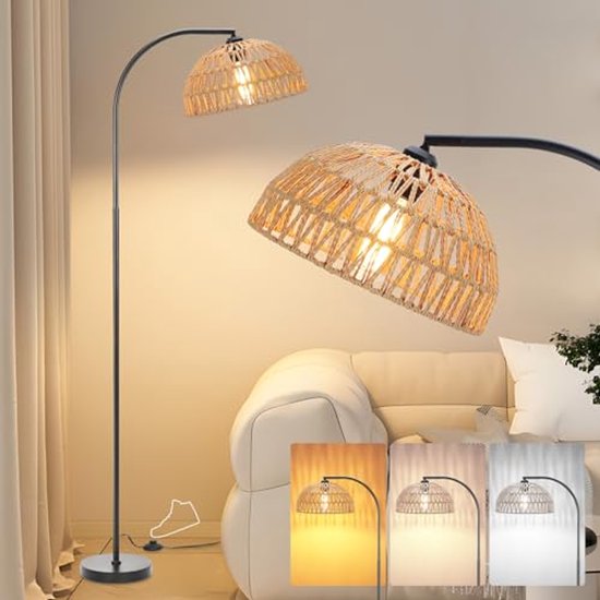 Moderne houten led-vloerlamp: unieke handgemaakte staande hoeklamp voor lezen in de omgeving - Nederland