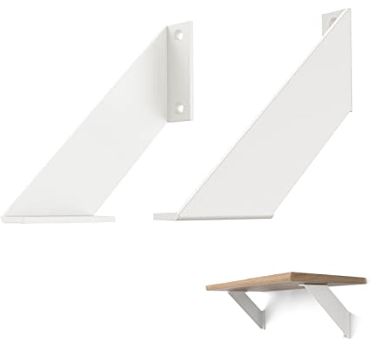 Witte Planksteun 10 cm Vintage - Heavy Duty Wandplankdrager - 2 Stuks
