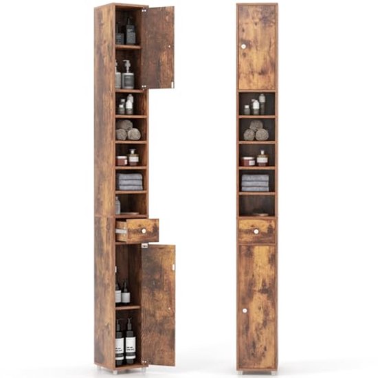 Kleankin Meuble Colonne De Salle De Bain Armoire Toilette Haute Avec Etageres Et Placards 15 X 17 X 120 Cm Gris~1q0o0hl5hi800