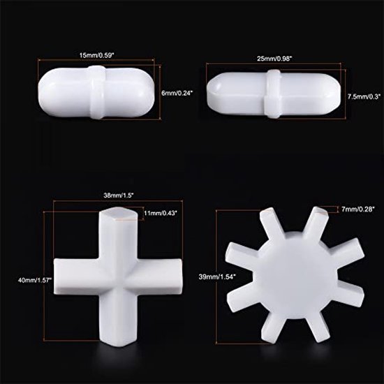 Magnetische Mixer Set - Roerstaafjes Kruis Tandwiel - Vloeistoffen Mengen - 4-in-1 Set - 40 g - Wit — afbeelding 2