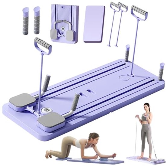 Pilates Reformer Machine, Opvouwbare Pilates Apparatuur Voor Thuis Opvouwbare Pilates Hervormer Automatische Rebound Ab Roller Board Voor Stretching Balans Oefening Workout