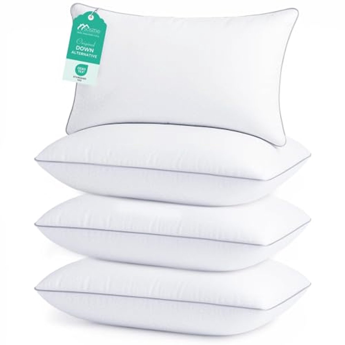 Queen Size Kussens Set van 4 - Luxueuze Bed Kussens voor Zij-, Rug- en Buikslapers - Alternatieve Donzen Vulling - Wit, 50x76 cm