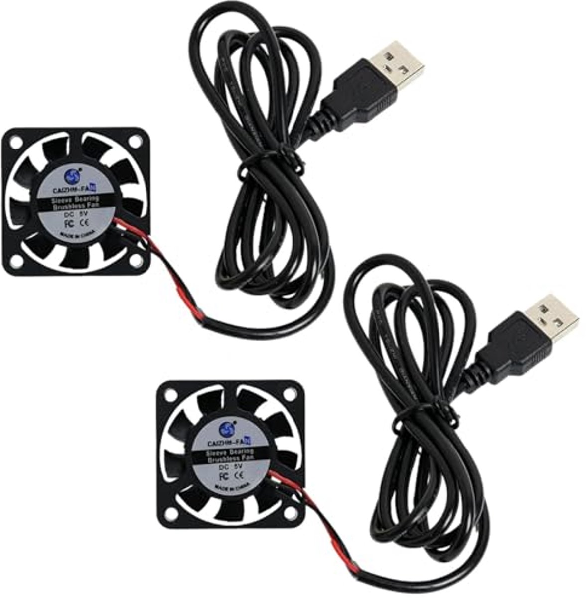 USB koelventilator 40mm – Kleine stille pc-ventilator, 2 stuks, 0,65 W, 5000 tpm