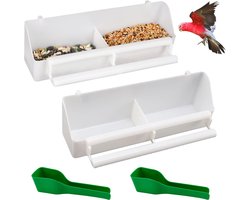 Ibenzoa® Dubbele hangende voederbak voor vogels met twee compartimenten en lepels