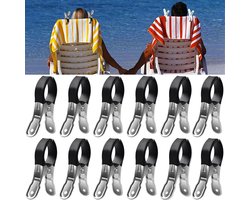 Set van 15 roestvrijstalen wasknijpers - handdoekklemmen - strandhanddoekklemmen - groot voor dagelijks gebruik - zwart