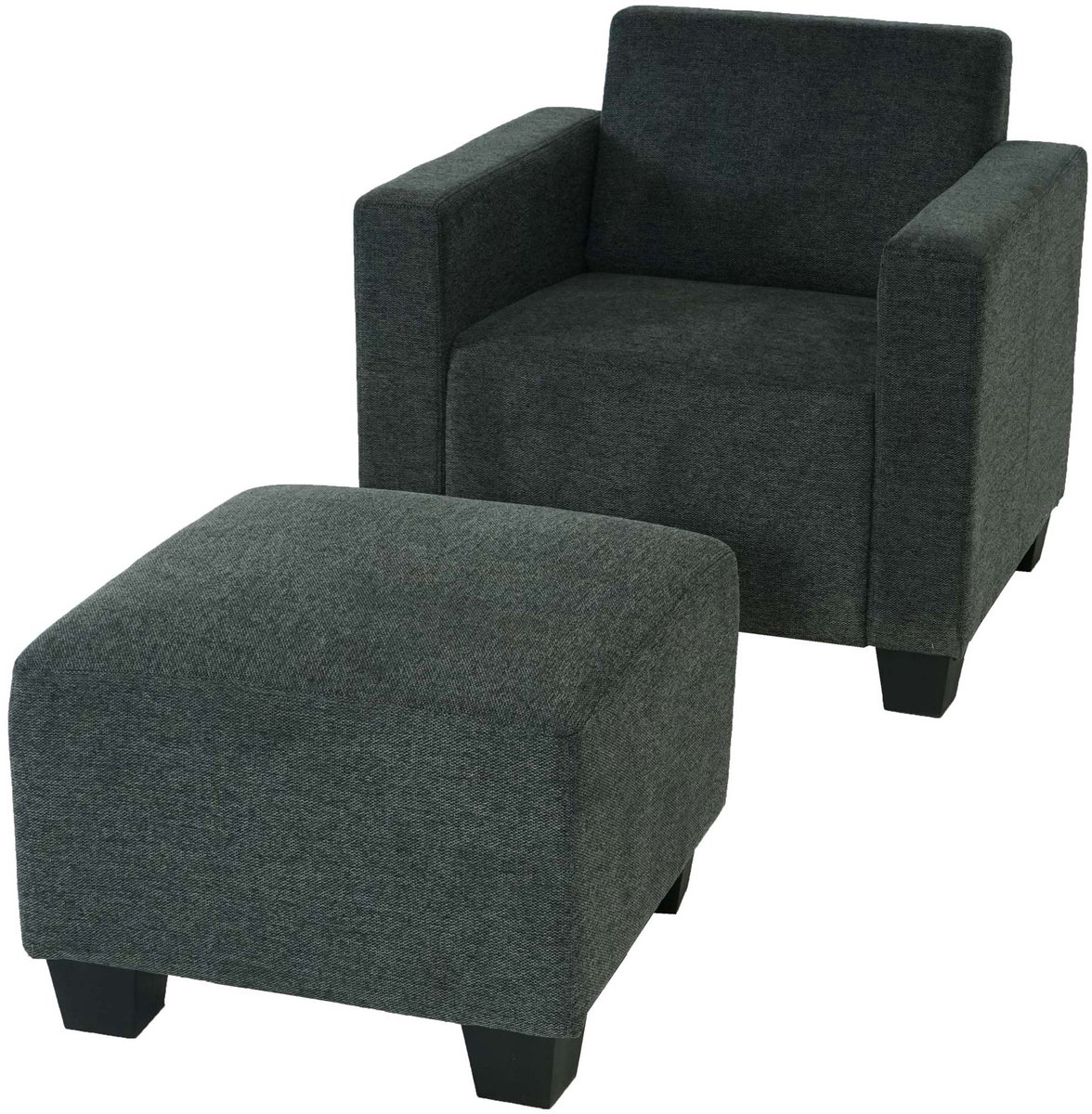 MCW Modulaire fauteuil Loungefauteuil met voetenbank Lyon, stof/textiel ~ antracietgrijs