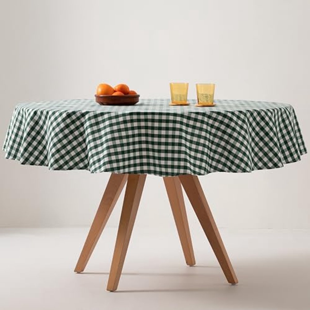 Vlekafstotend rond tafelkleed met Vichy-ruitpatroon - 160 x 160 cm, groen