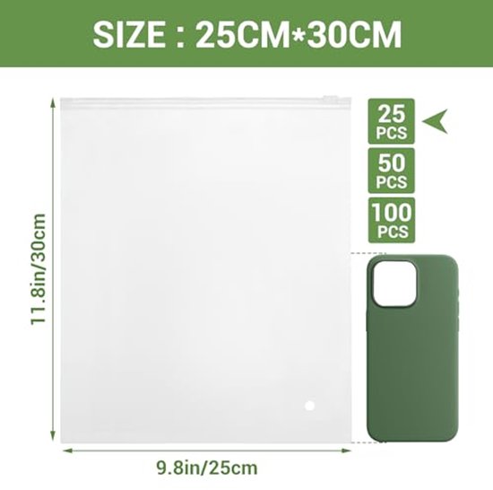 Herbruikbare Ritszakken 25 stuks - Organisatie Zakken voor Kleding, Cosmetica, en Reizen - Frosted Opbergzakken met Ventilatiegaten 25x30cm — afbeelding 5