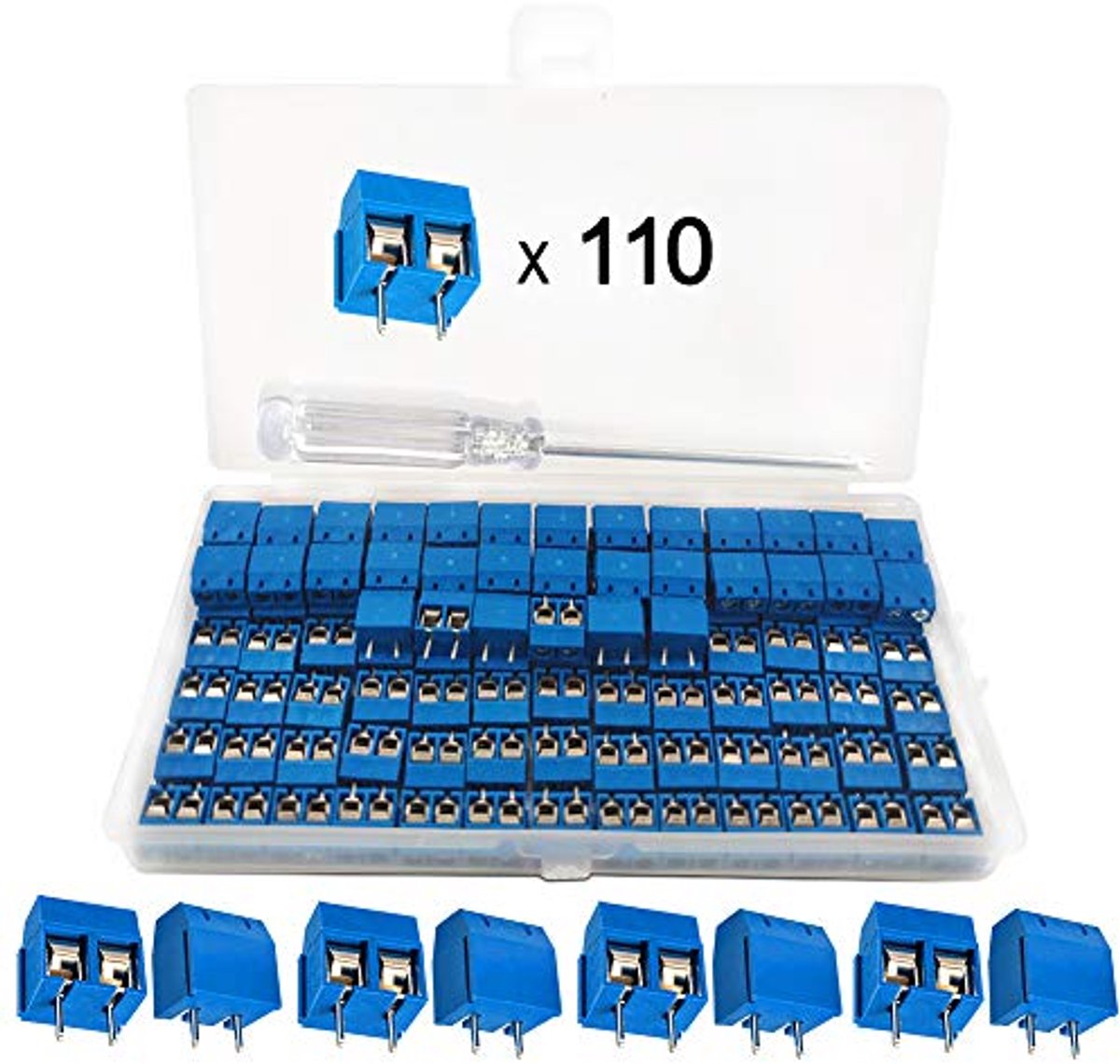 Terminal Block Connector 2-Pin 5mm voor PCB Montage - 110 Stuks