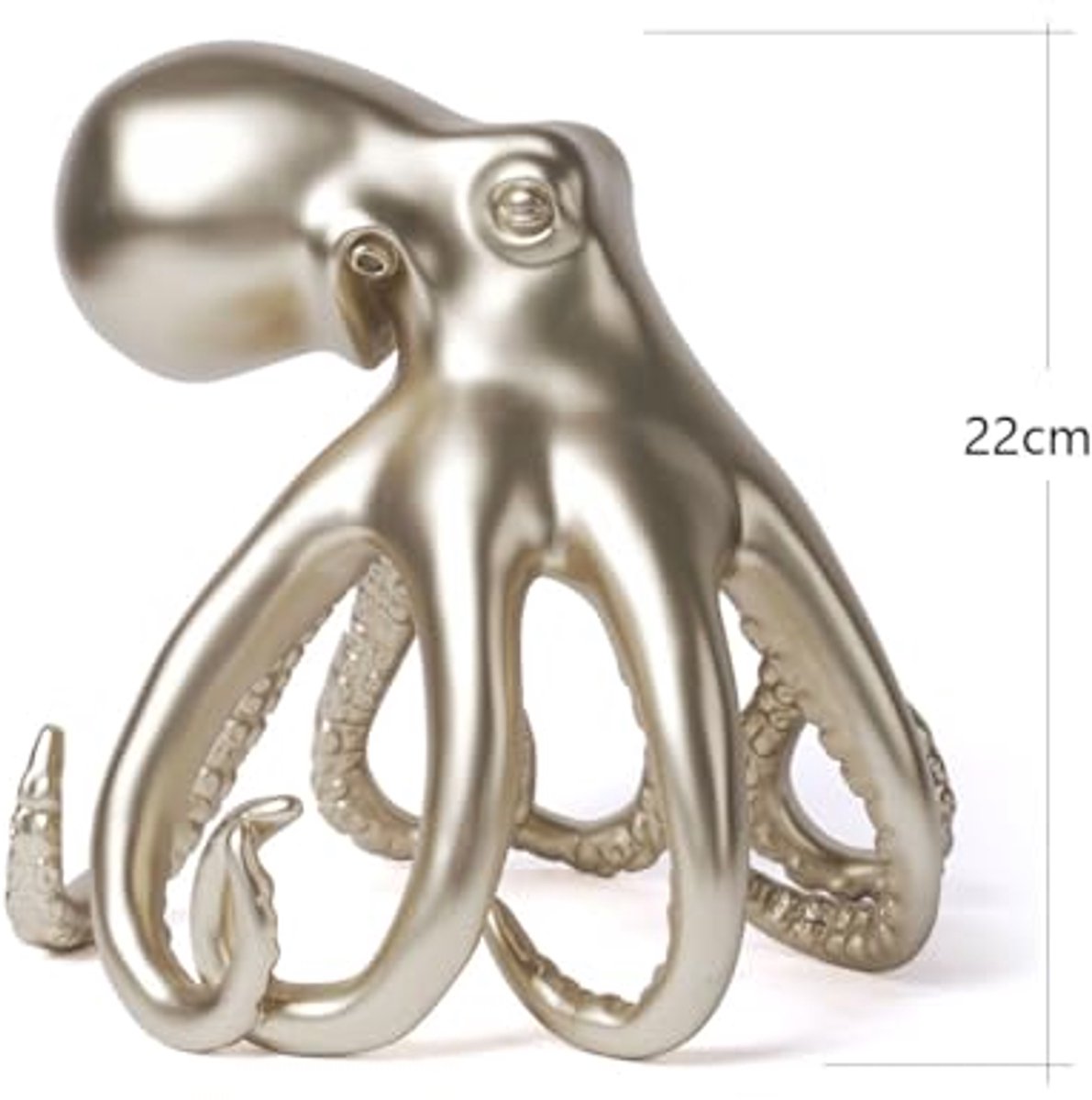 Moderne Abstracte Sculptuur van een Octopus - Kunst voor Woondecoratie, Tafeldecoratie, en Geschenken - 22cm Goudkleurig