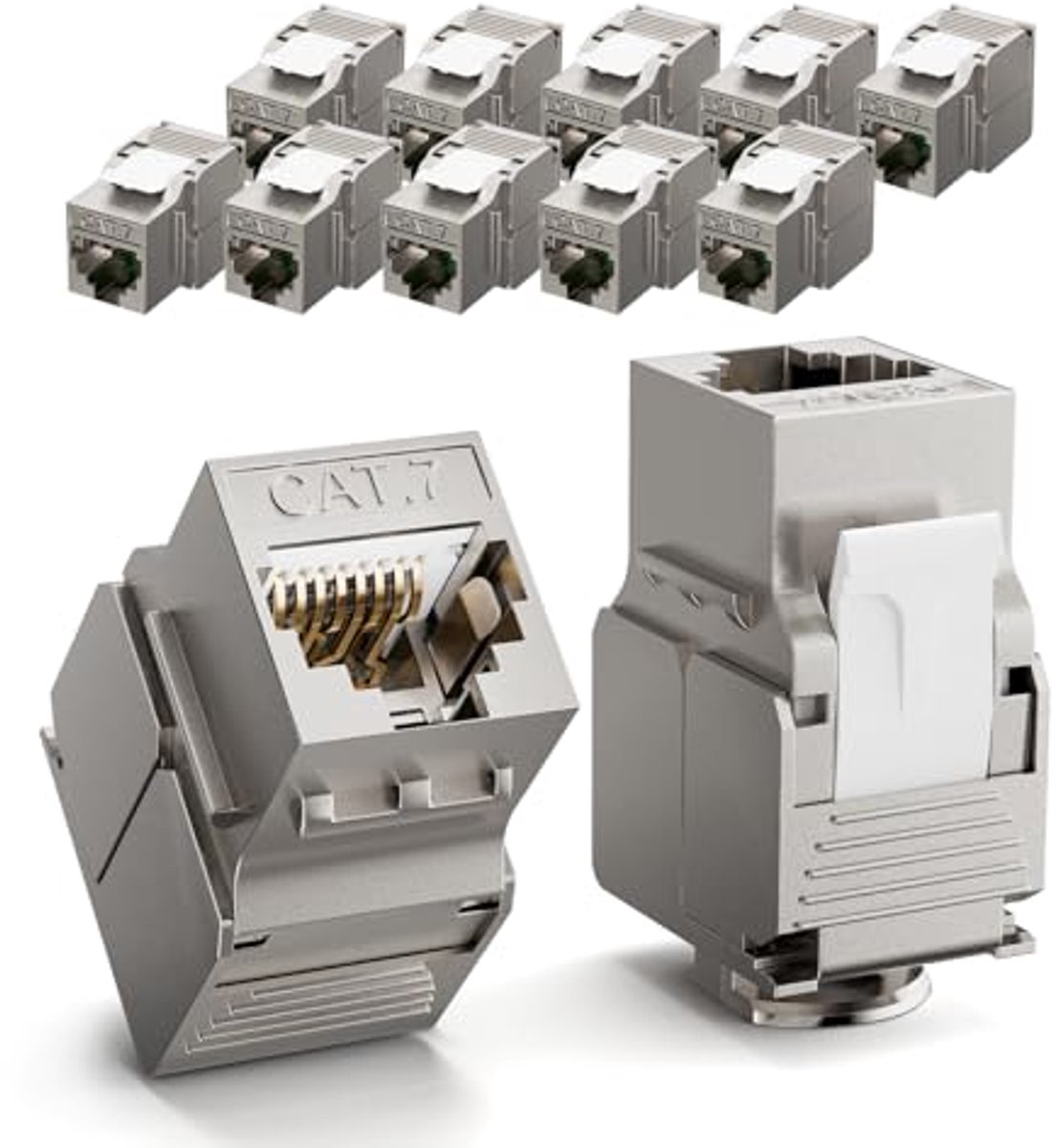 12 Stuks RJ45 Keystone Jacks Cat7 - Gold Plated Module voor Netwerkverbinding