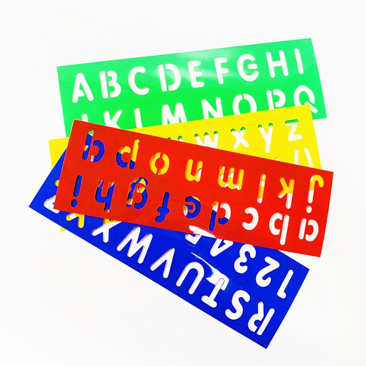 4 Delige Lettersjablonen - Alfabet en letter sjabloon - Sjabloon met letters - Alfabet - ABC – Cijfers - hoofdletters - letters- cijfers -LOUZIR