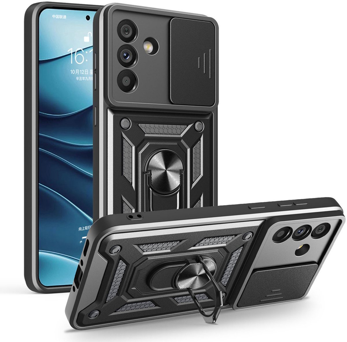 Casemania - Armor Ring - Cam protect - Backcover - Geschikt voor Samsung A56 / A36 - Zwart