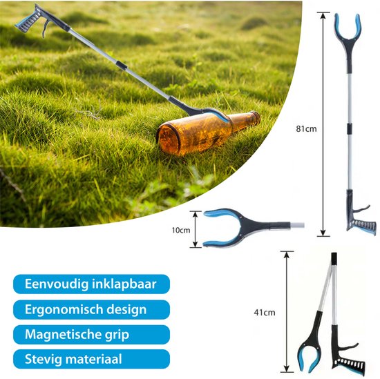 Benson Afvalgrijper - opvouwbaar - 80 cm - magnetische grip kaak - aluminium/kunststof van Benson — afbeelding 2