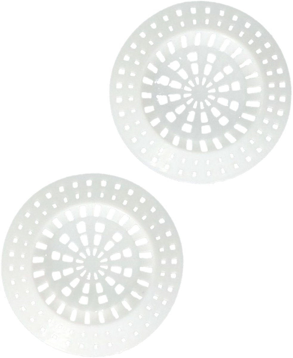 Gerimport gootsteen zeefje - 2x stuks - wit - D7 cm - kunststof - keukenaccessoires