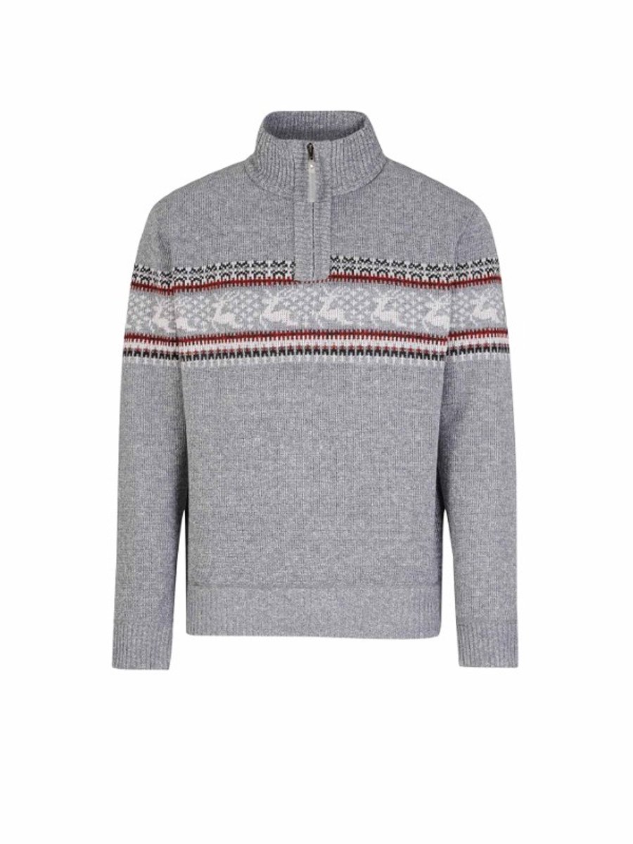 BJØRNSON Holger Scandinavisch Gebreide Pullover Heren - Teddy - Maat S - Grijs
