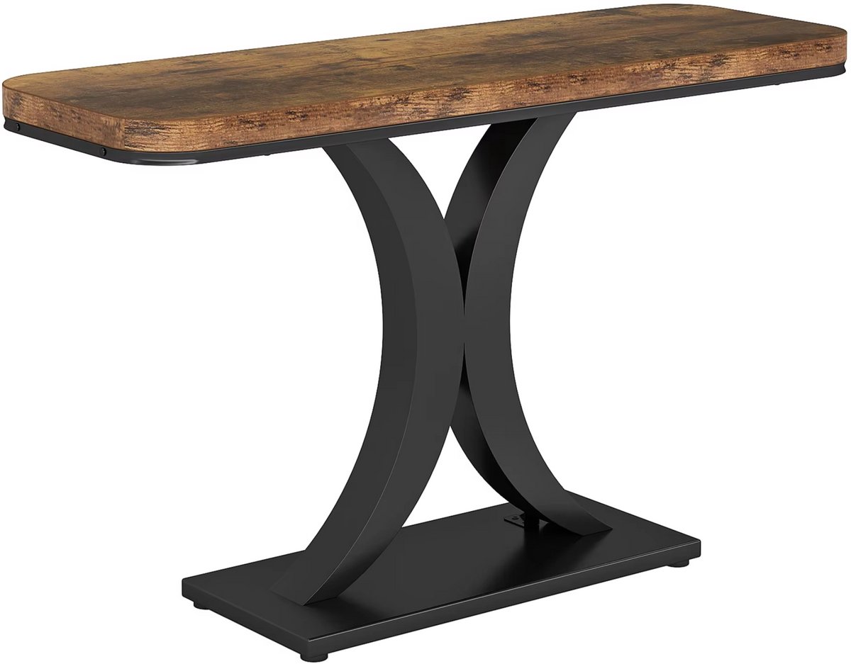 Happiq Console tafel Valdera - Wandtafel - Sidetafel - Dressoir - Massief hout en metaal - Haltafel - Woonkamer of hal Bruin