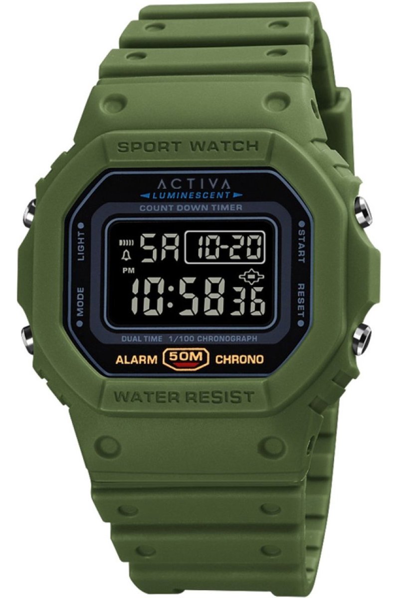 Activa x Invicta Digital ACW1628-001 Heren Horloge - Waterdicht - Digitaal - Quartz Uurwerk - Plastic met zwarte Wijzerplaat - 49mm