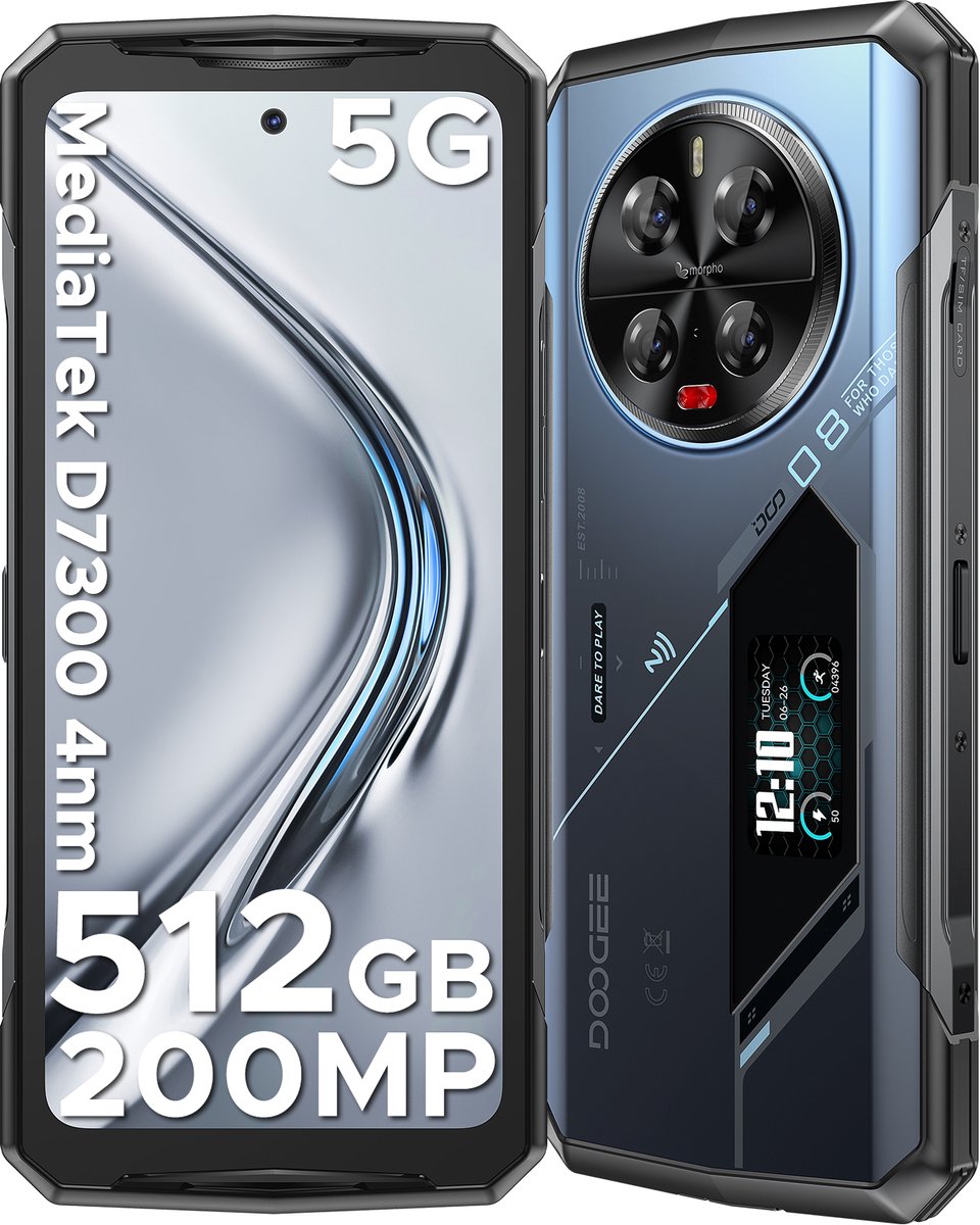 DOOGEE V40 Pro 5G-Outdoor Smartphone-Robuuste Smartphone- Dimensity 7300 -36 GB RAM+ 512 GB ROM-Android 14 - 8680 mAh/33 W-6,78 inch FHD+ 120 Hz-Zilver-IP68 Water Stofbestendig- 200 MP + 32 MP camera-NFC-GPS-Blauw