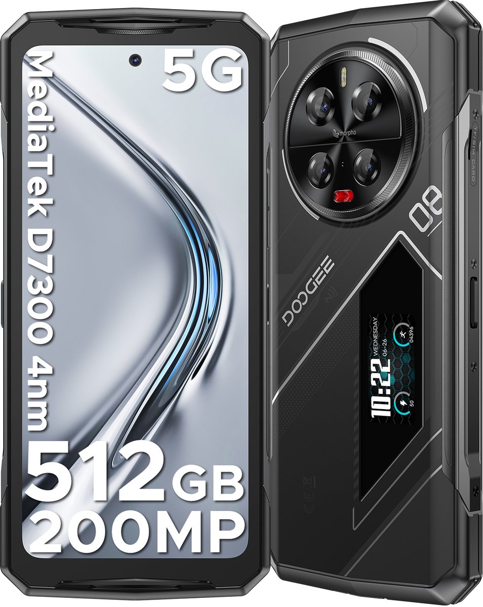 DOOGEE V40 Pro 5G-Outdoor Smartphone-Robuuste Smartphone- Dimensity 7300 -36 GB RAM+ 512 GB ROM-Android 14 - 8680 mAh/33 W-6,78 inch FHD+ 120 Hz-Zilver-IP68 Water Stofbestendig- 200 MP + 32 MP camera-NFC-GPS-Zilver