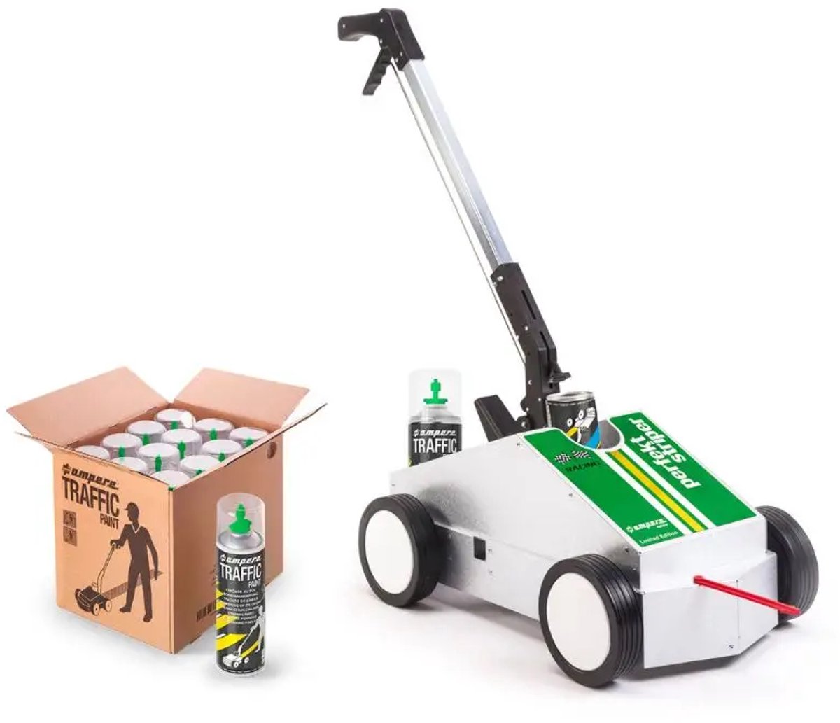 Ampere New Perfekt Striper lijnentrekker voor markeerverf | Met 12 bussen Traffic Paint markeerverf groen