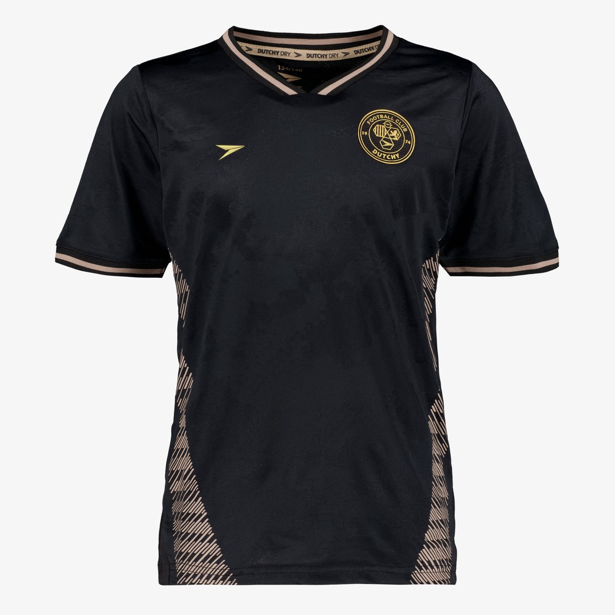 Dutchy Dry kinder voetbal T-shirt zwart - Maat 128