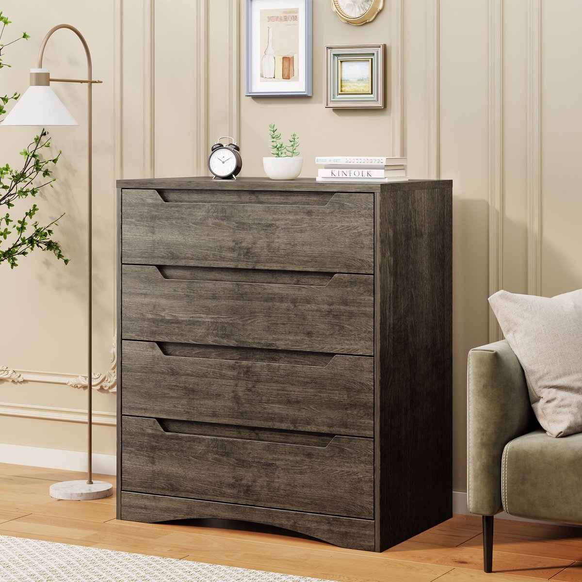 Bealife – Commode blanche 5 tiroirs en MDF – Dimensions 41P x 72L x 94H cm – Design anti-collision et sécurité renforcée – Rangement optimal