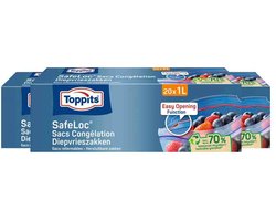 Toppits Safeloc Zip-Diepvrieszakken 1 liter - 3 x 20 stuks - Voordeelverpakking