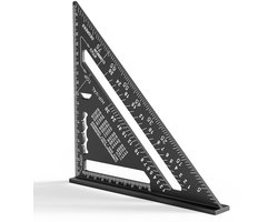 EXCITAT Timmermanswinkelhaak - Aluminium liniaal - Hoge precisie metingen - Voor timmerlieden, dakdekkers, ingenieurs - Zwart