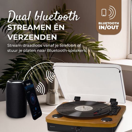 Denver Platenspeler Dual Bluetooth - Ingebouwde Speakers - USB - Retro - Hout - VPL230LW — afbeelding 4