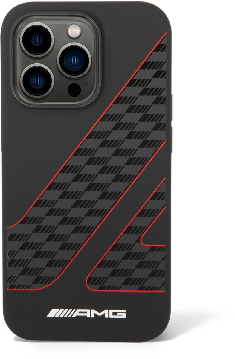 AMG Back Cover - Zwart voor Apple iPhone 14 Pro - Slank profiel - Valbescherming - Carbonlook
