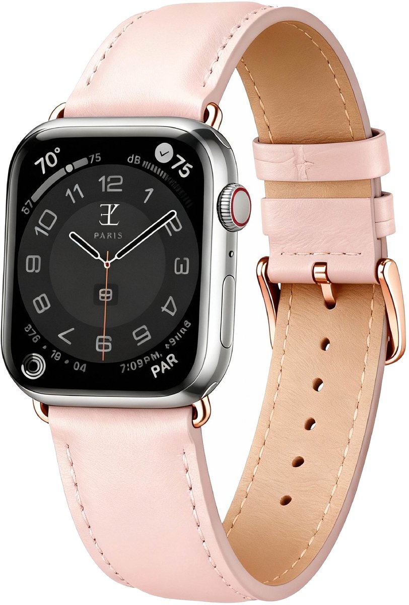 Elysian horlogebandje geschikt voor Apple Watch - Echt Leer - Rose Gouden - 18mm - Quick Release - Verstelbaar - Series 1/2/3/4/5/6/7/8/9/S/10/11 - Apple Watch Bandje 38/40/41mm