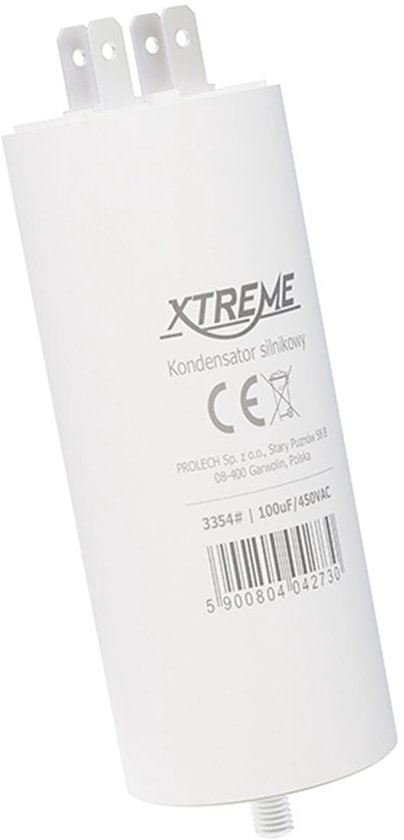 Condensateur moteur XTREME 100 µF 450 V CA - Avec connexions Faston - Démarrage/Fonctionnement