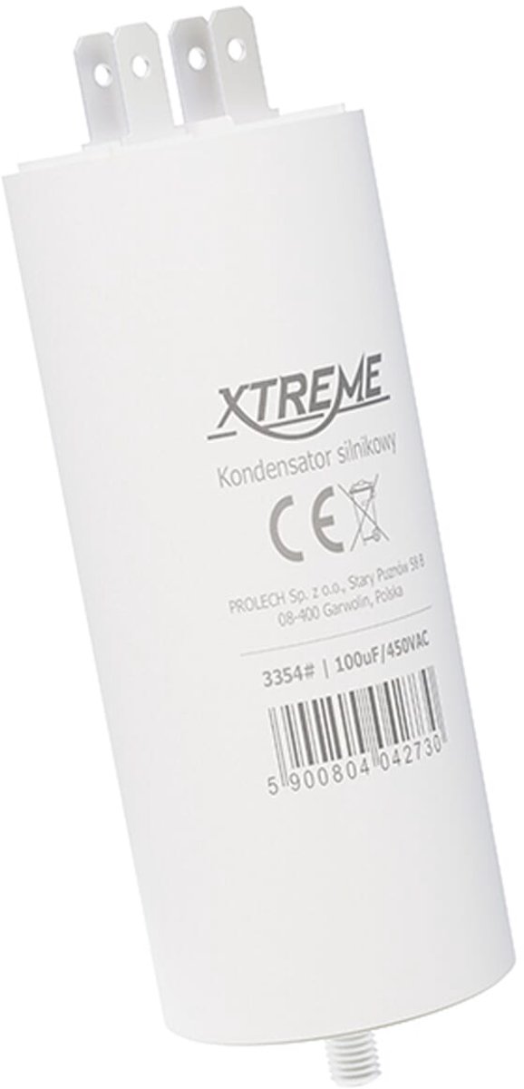 XTREME Motorcondensator 100µF 450V AC - Met Faston Aansluitingen - Start/Bedrijf