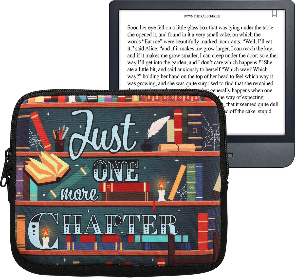 kwmobile Universele Cover voor eReader - Neopreen hoesje bibliotheek design meerkleurig -