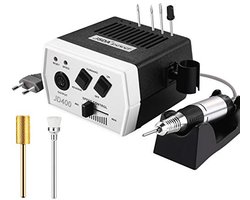 JSDA® JD 400 Premium Nagelfrees voor gelnagels met professionele 30.000 omw/min, freesnagels, frees voor gelnagels, elektrisch, incl. 4 bits en 1 x premium hardmetalen bit, voor privégebruik en studio