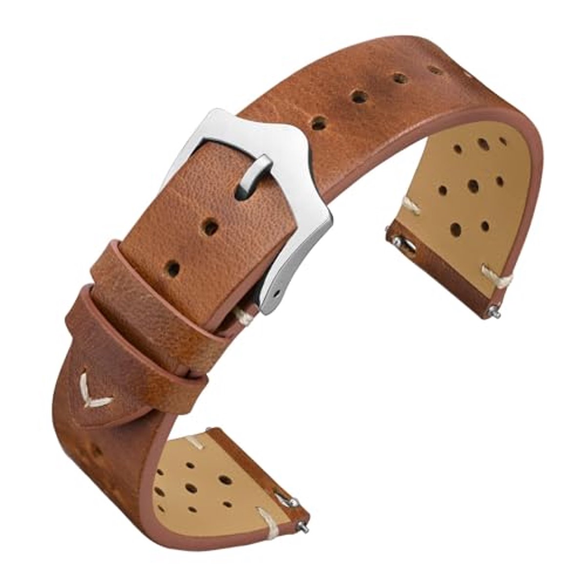 ANNEFIT Vintage leren horlogebandje, 18, 19, 20, 22 mm, vervangende horlogeband van leer, snel verwijderbaar