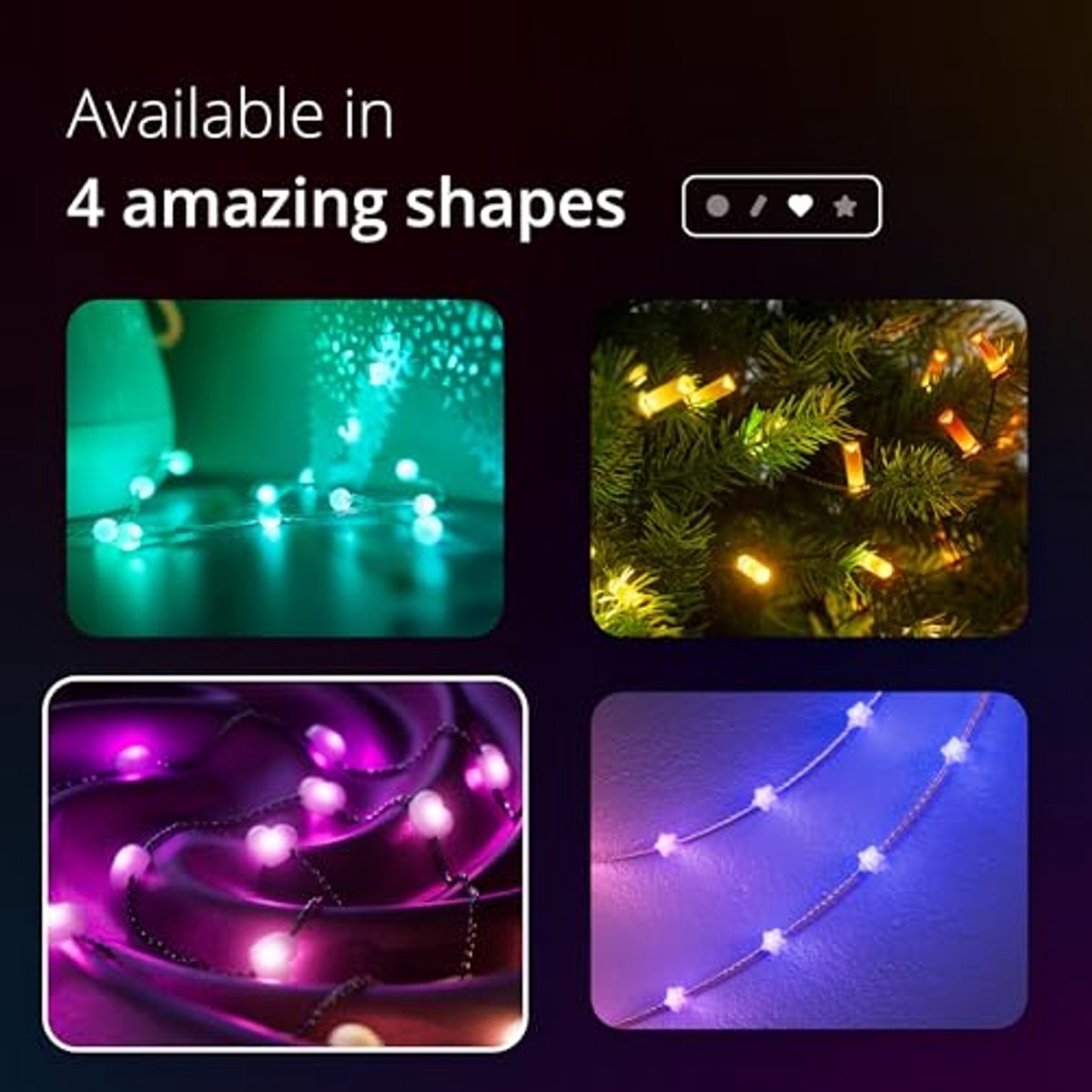 Twinkly Strings USB-C Heart 100 LED, LED Lichtsnoer in Hartvorm, LED Lichtsnoer RGB, Compatibel met Alexa, Google Home, LED Verlichting, USB-C Voeding, Transparant Snoer, 6m – foto 2