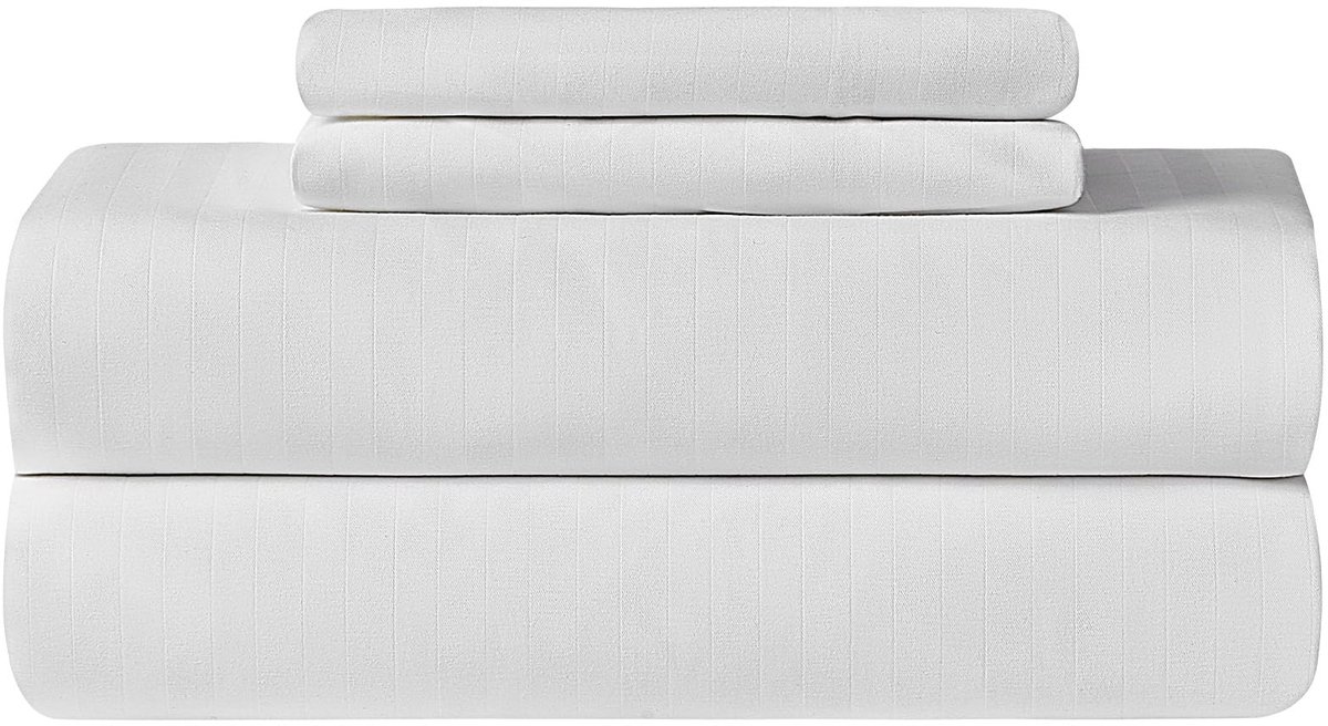 Ibenzoa Luxe Microvezel Beddengoedset met Kussenslopen en Hoekbanden wit