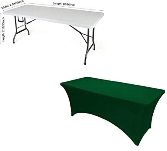Venga Amigos Stretch Tafelkleed – 6 Meter – Polyester – Rekbaar – Voor Rechthoekige Tafels 183x75x75 Cm – Wit – Ideaal Voor Bruiloften, Feesten En Evenementen