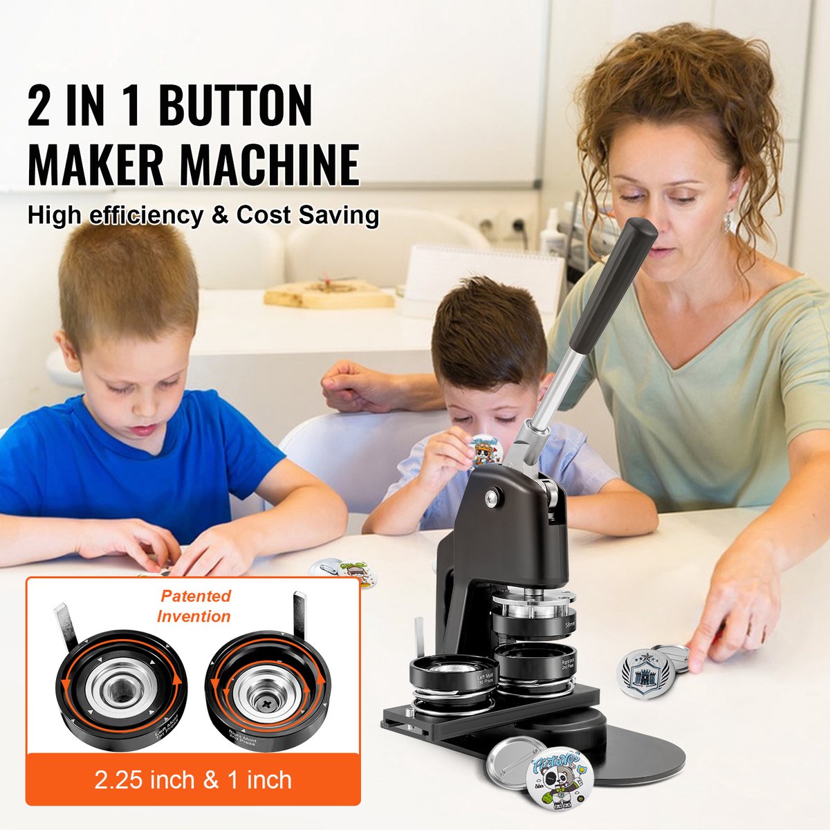 Button Maker Machine (4e generatie) FASTTOBUY Installatievrije 37mm 1,5 Inch Upgrade Badge Maker Pin Maker Persmachine met 405 stks Gratis Knop Onderdelen, Cirkelsnijder Button Maker Machine (4e generatie) FASTTOBUY Installatievrije 37mm 1,5 Inch Upgrade Badge Maker Pin Maker Persmachine met 405 stks Gratis Knop Onderdelen, Cirkelsnijder