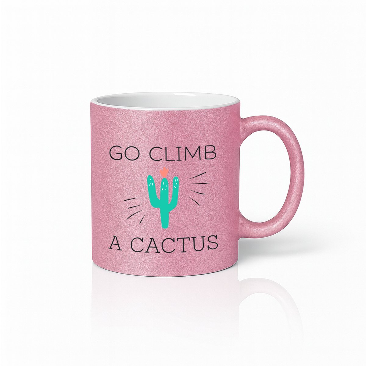 Roze Mok 330ml – “Go Climb a Cactus” Grappige Sarcastische Woestijnhumor Koffiebeker