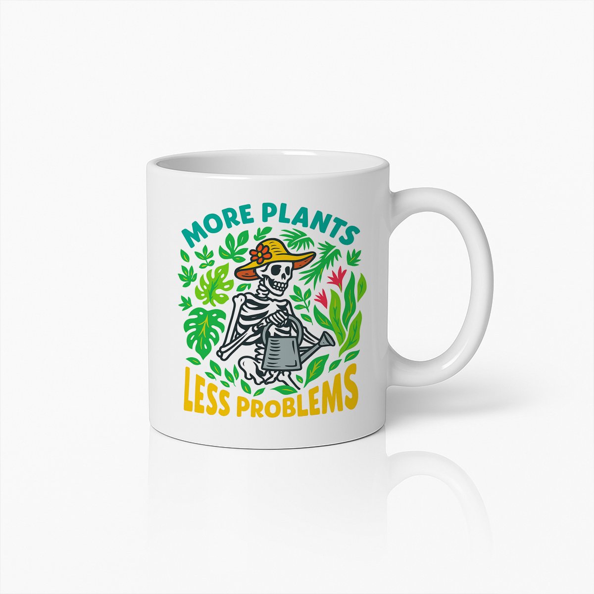 More Plants Less Problems Skelet Tuinier Mok – Grappige Tuinieren Koffiemok 330ml