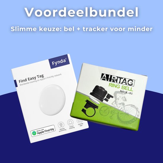GPS tracker fiets - Werkt met Apple Find My - Zonder abonnement - Fietsbel geschikt voor AirTag - Inclusief Fynda tracker - MFi gecertificeerd - Onbeperkte lokalisering - Met geluidssignaal - Fiets tracker - Anti diefstal - Waterdicht - Zwart