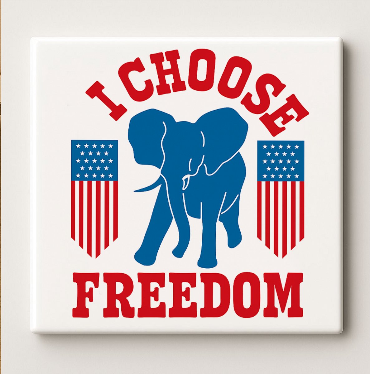 Nevolis I Choose Freedom Patriottische Tegel 15x15cm – Stoere Amerikaanse Vlag Wanddecoratie, Perfect Cadeau voor Vrijheidsliefhebbers en Amerika Fans Multi Color