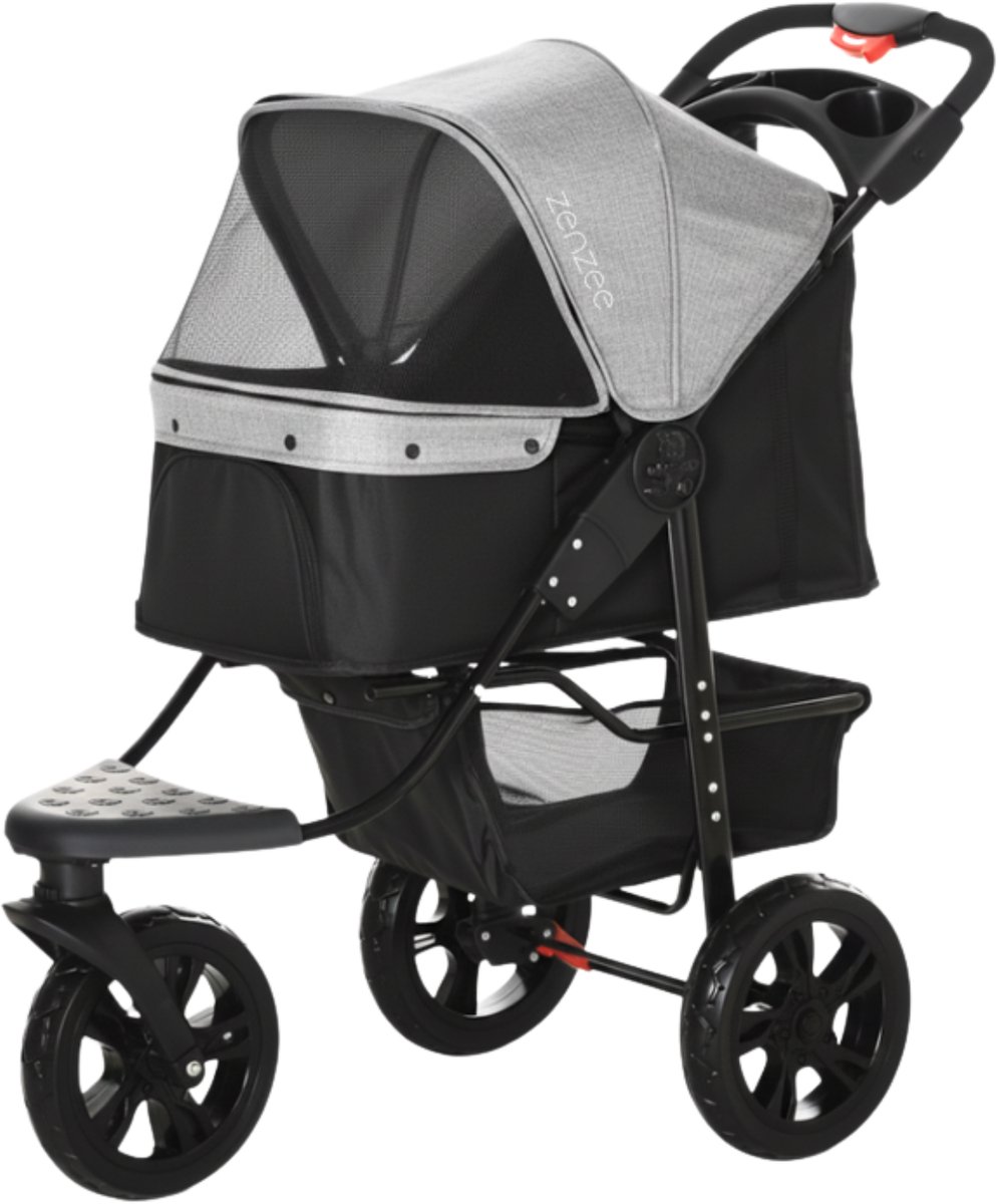 Bol.com Zenzee® - Hondenbuggy opvouwbaar - All terrain - Grote wielen - Hondenwagen - Pet stroller - Tot 20Kg - Grijs/Zwart - 11... aanbieding