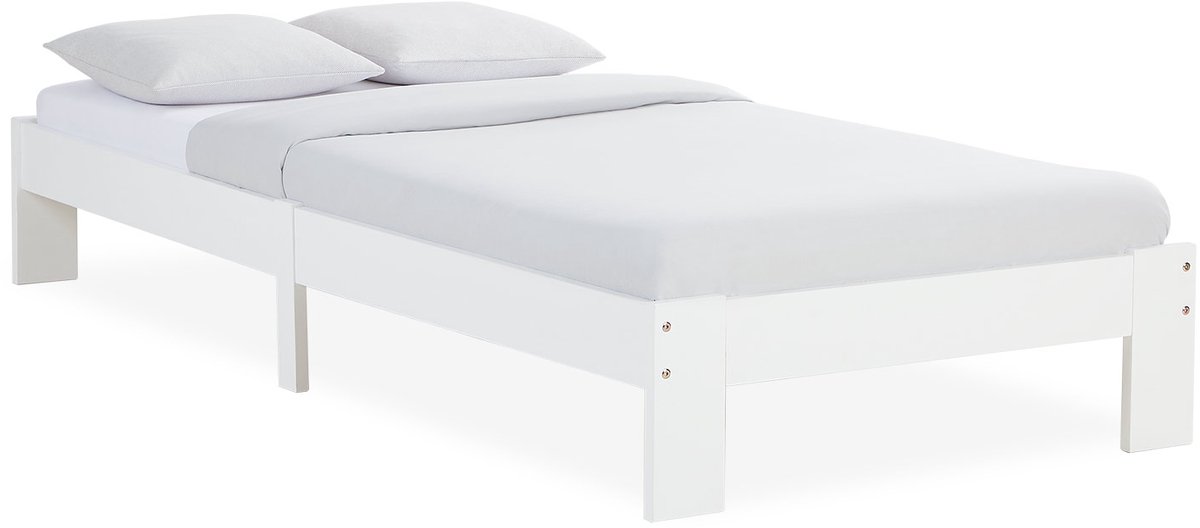 Homestyle4u Eenpersoonsbed - 90x200 cm - Houten bed - Wit