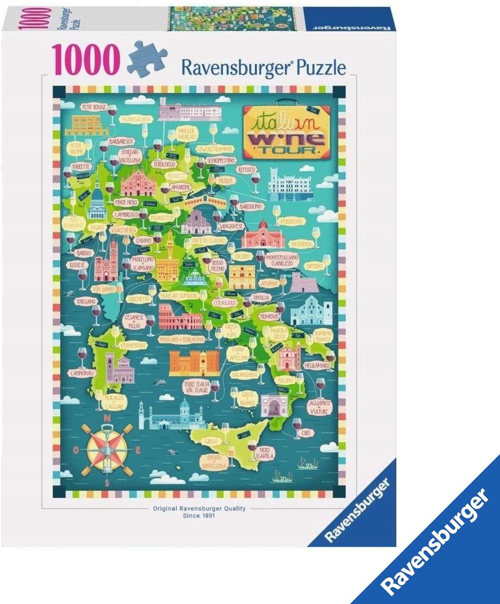 Ravensburger Puzzel 1000 Stukken: Italiaanse Wijnkaart