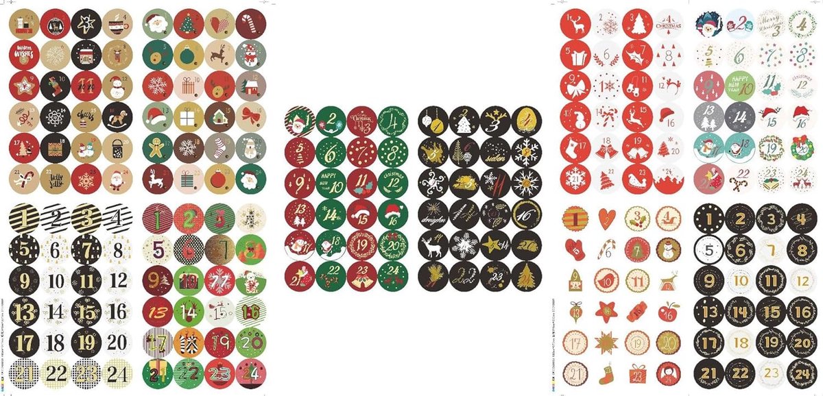Adventskalender Cijfers,Stickers Adventskalender voor Kerstmis,10 Vellen Kerststickers Christmas Advent Kalender Number Stickers,Decoratieve Kerststickers,1-24 Cijfers Etiketten knutselen Kerstmis — afbeelding 7