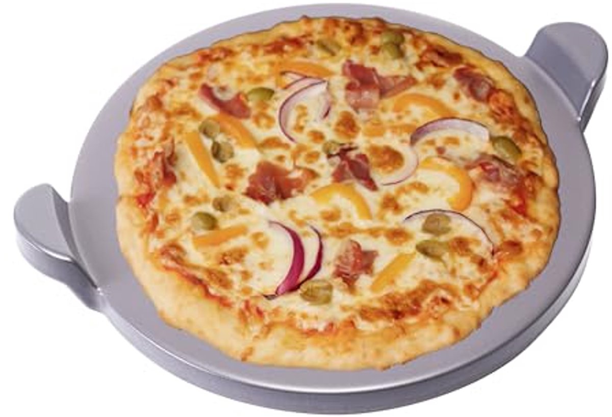 Ronde Pizzasteen met Handgrepen voor Oven en Grill - 13 Inch